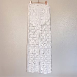 L'agence White Wide Leg Crochet Swim Coverup Pants XS